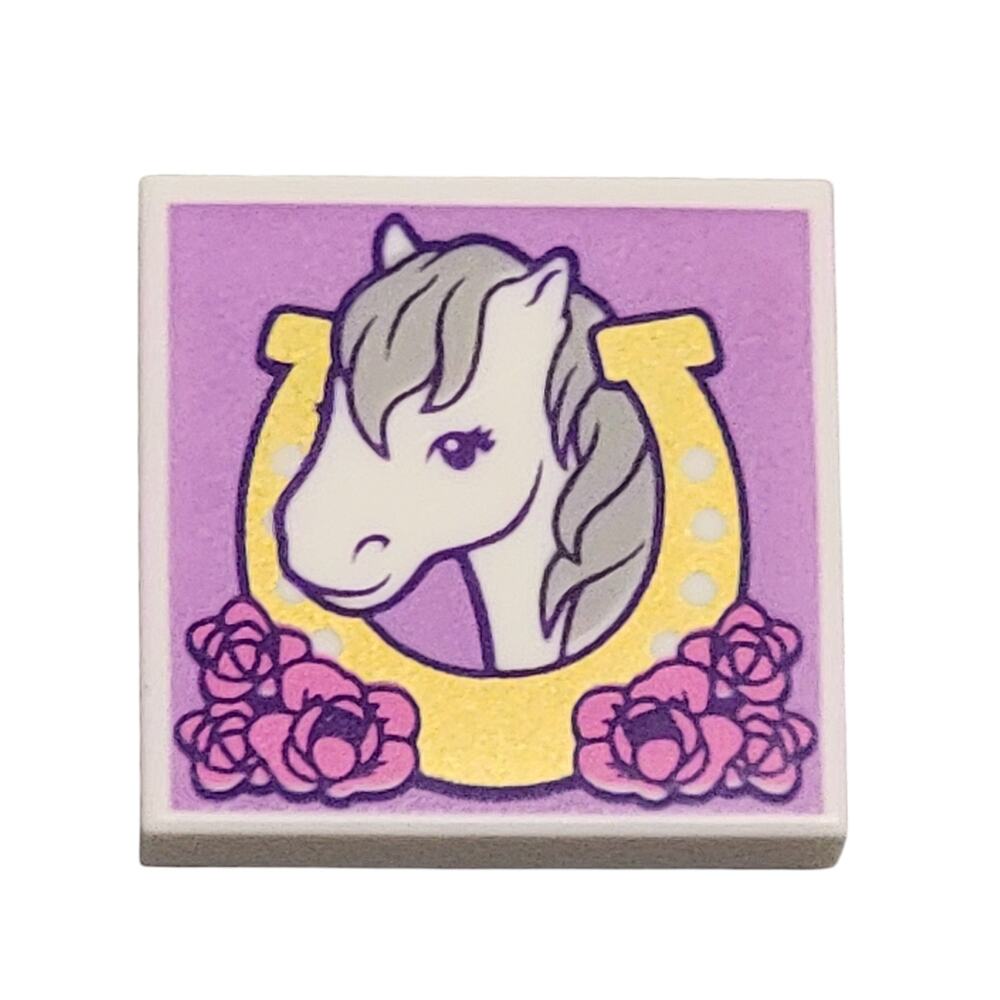 LEGO Horse Horseshoe 2x2 Tile White‎ Lavender 3068pb0992 Heartlake Riding Club